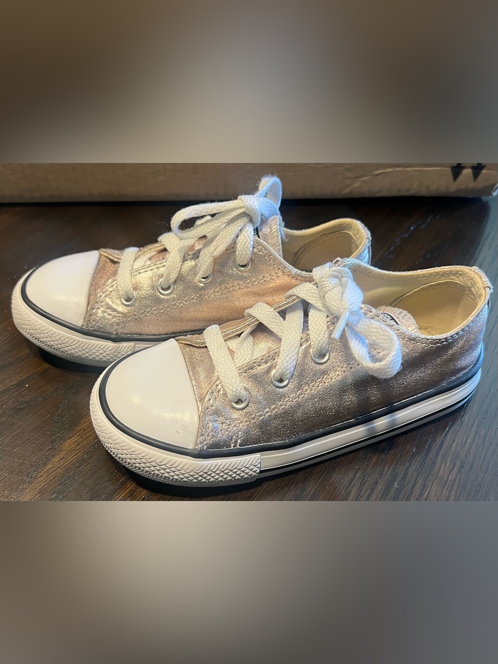 Converse Kids Metallic Rose Gold Low-Top Sneakers